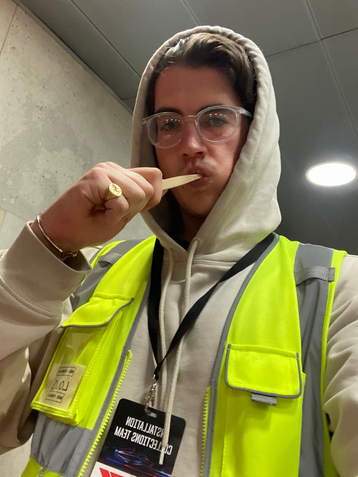 Installation team hi-vis selfie