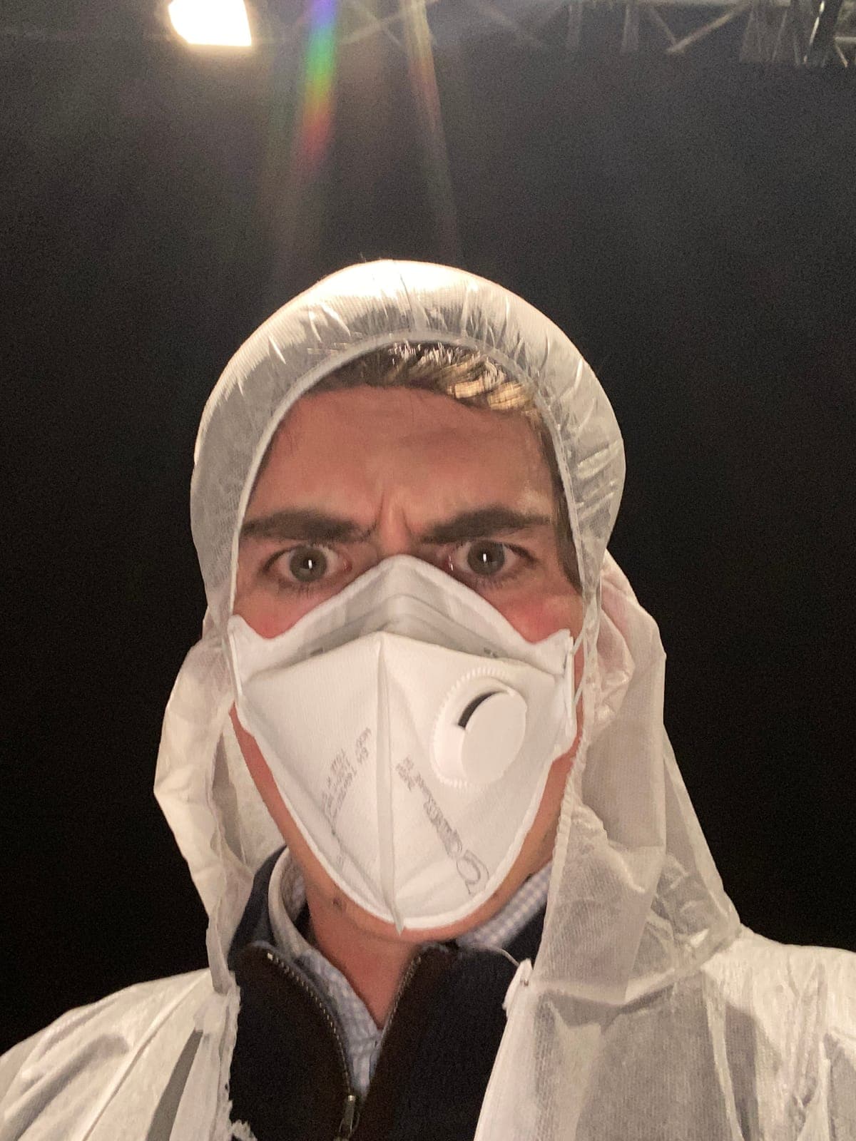 Suited and masked for the pack out